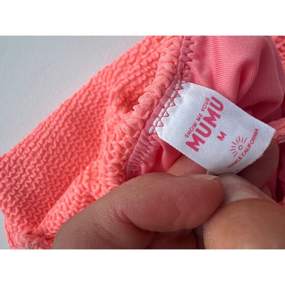 Show Me Your Mumu Positano Peach Sherbet Scrunch Textured One Piece Swimsuit - - Picture 6 of 9